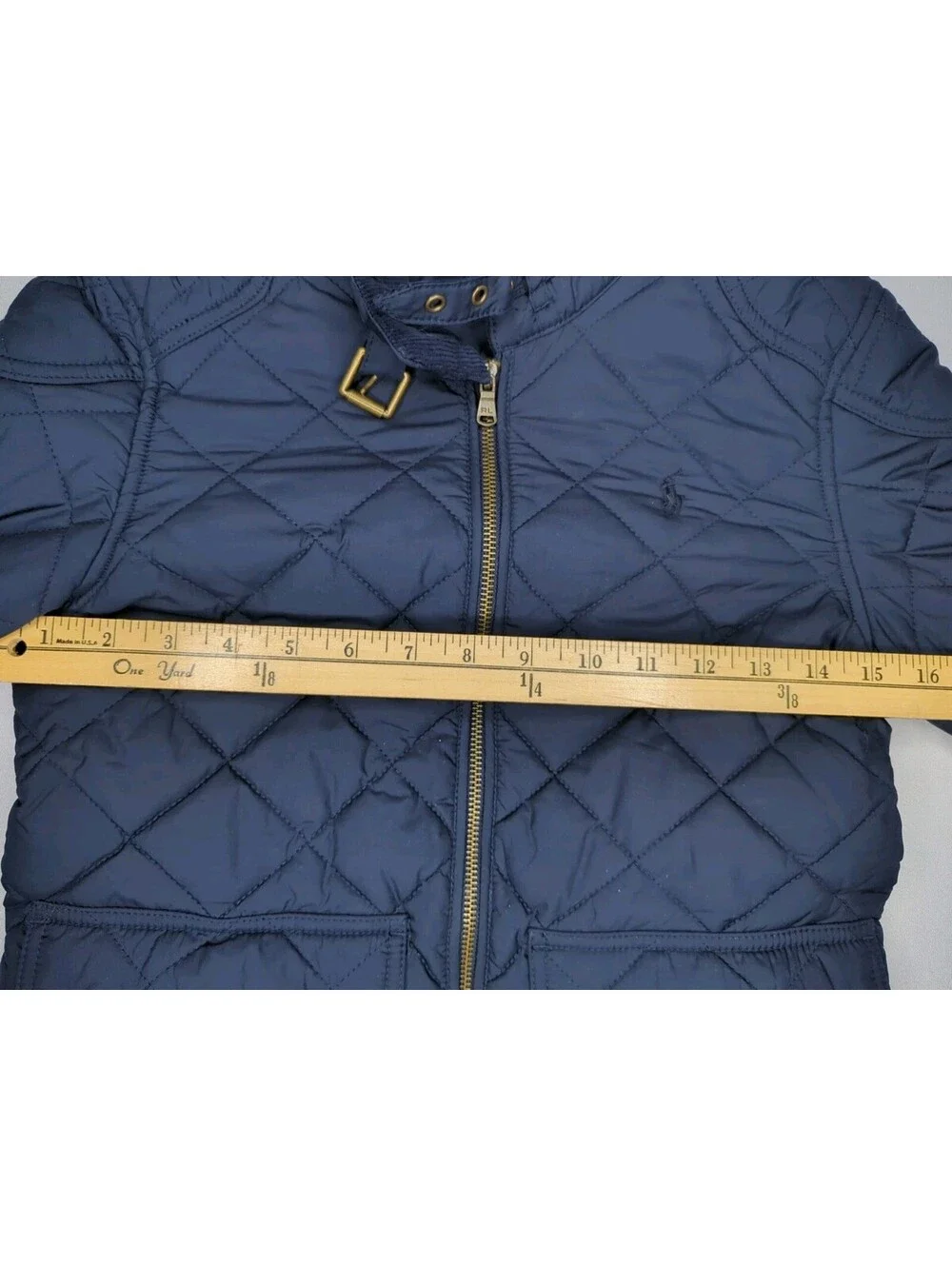 POLO RALPH LAUREN Quilted Jacket Girls Kid Medium 8-10 Navy Equestrian Barn Coat